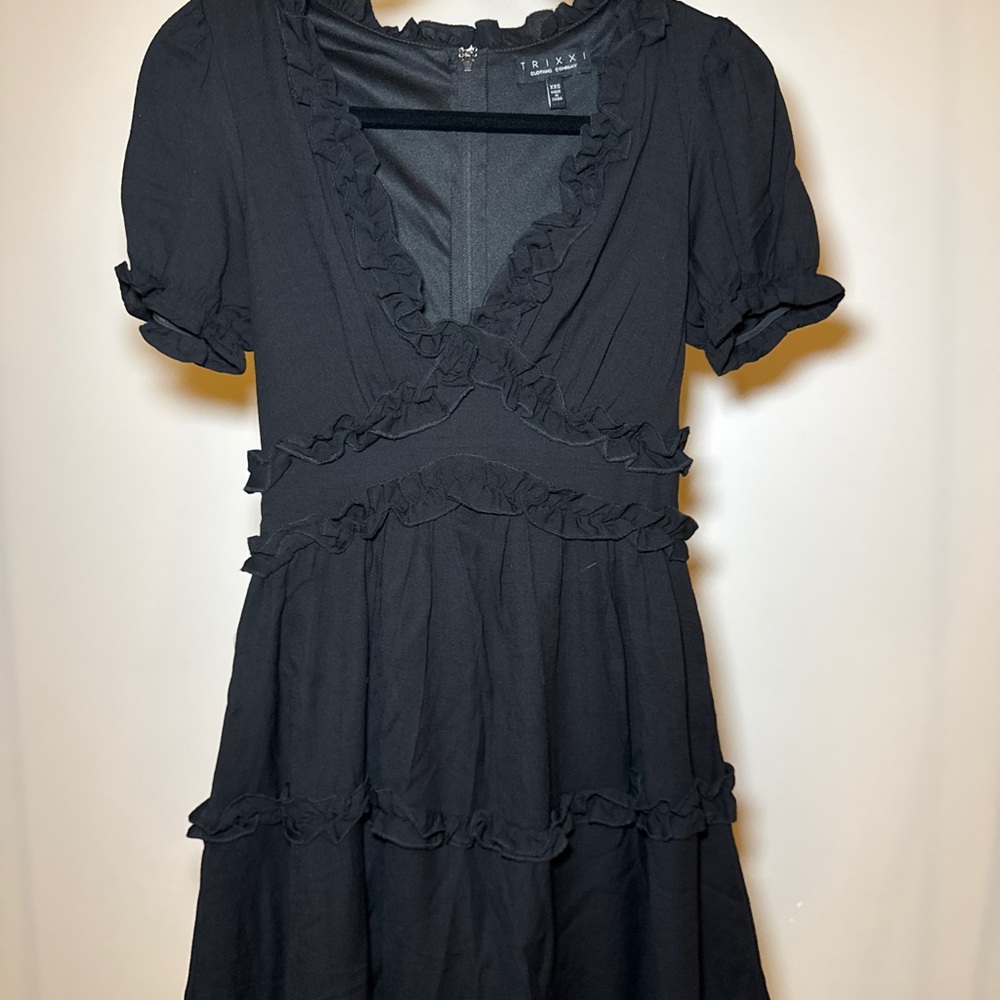 Trixxi Black Ruffled Mini Dress